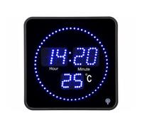 Lunartec Horloge radiopilotée 20 x 20 cm avec thermomètre et LED bleues
