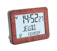 Horloge Digitale Radiopilotée FISHTEC Date Complète Rétroéclairage Double Alarme Loupe d'Orme Maison