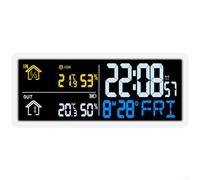 Horloge Digitale Température Humidité Intérieur Extérieur | Affiche heure, date, semaine, température intérieure et extérieure un seul écran clair