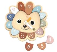 Horloge éducative en bois hérisson avec 12 formes à encastrer