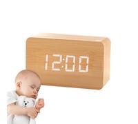 Horloge électrique en bois - Réveil numérique en bois, affichage de bureau, contrôle du son | Mode week-end moderne, grand écran pour chevet, chambre à coucher, bureau, étude, salon, décoration