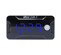 Horloge électronique 3 en 1 - Thermomètre électronique - Voltmètre - Affichage de l'horloge - Accessoire de moto - Thermomètre d'extérieur