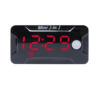 Horloge électronique 3 en 1 - Thermomètre électronique - Voltmètre - Affichage de l'horloge - Accessoire de moto - Thermomètre d'extérieur