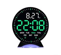 Horloge électronique avec affichage LED, alarme, date, jour de la semaine et lumière ambiante, luminosité réglable et mode veille pour chambre à coucher, cuisine ou bureau (H)