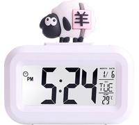 Horloge électronique Cartoon mignon Led-écran de bureau Alarme électronique Données Temps Calendrier Température Horloge Mouton blanc