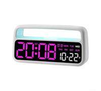 Horloge électronique de décoration d'intérieur avec éclairage LED ambiant, double fonction d'alarme et un grand écran pour l'heure, la date et le jour de la semaine (D)