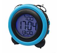 Horloge électronique multi-alarme avec affichage couleur, sonneries fortes et lumières lumineuses conçues pour améliorer l'heure dans les environnements sombres (bleu)