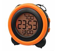 Horloge électronique multi-alarme avec affichage couleur, sonneries fortes et lumières lumineuses conçue pour améliorer l'heure dans les environnements sombres (orange)