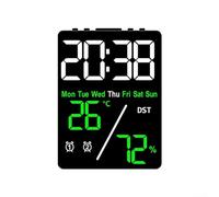 Horloge électronique multifonction avec affichage de la température, de l'humidité, du jour et de la date et réglage de l'heure d'été pour différents paramètres intérieurs (/ Vert + Noir)
