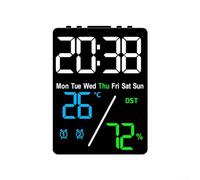 Horloge électronique multifonction avec affichage de la température, de l'humidité, du jour et de la date et réglage de l'heure d'été pour différents paramètres intérieurs (/ Tricolore + Noir)
