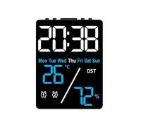 Horloge électronique multifonction avec affichage de la température, de l'humidité, du jour et de la date avec réglage de l'heure d'été pour les applications intérieures (bleu + noir)