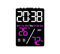 Horloge électronique multifonction avec affichage de la température, de l'humidité, du jour et de la date et réglage de l'heure d'été pour différents paramètres intérieurs (/ rouge + noir)