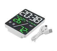 Horloge électronique multifonctionnelle avec affichage de la température, de l'humidité, du jour et de la date avec réglage de l'heure d'été pour les applications intérieures (vert + blanc)