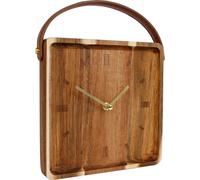 Horloge en bois à poser ou à suspendre avec poignée décorative - taille env. 22x22 cm (grande)