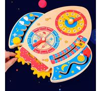 Horloge En Bois En Forme De Fusée Pour Enfants, Jouet Éducatif Pour L'apprentissage Précoce, Jouet Cognitif, Horloge D'enseignement Pour Tout-Petits