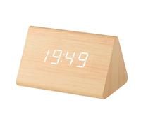 Horloge en bois - Réveil électronique LED multifonction - Horloge en bois contrôlée par la voix - Horloge en bois silencieuse numérique - A