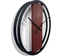 Horloge en chêne LOFT OVAL métal 3d acajou
