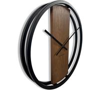 Horloge en chêne LOFT OVAL métal 3d brun