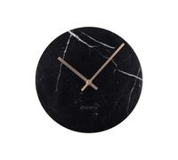 Horloge en marbre noir, ronde, à fixer, aiguilles en aluminium doré - Zuiver, Time - Ø25x5 cm