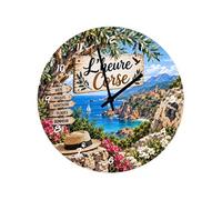Horloge en verre Cbkréation Corse mer maquis montagne 29 cm Blanc