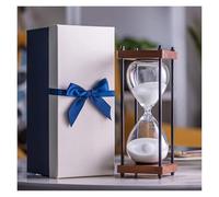 Horloge en verre de 30 Minutes, horloge sable, artisanat, décoration for la maison, l'étude et le bureau, cadeau créatif Regalo Di Natale(Wit)