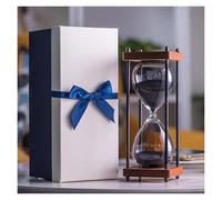 Horloge en verre de 30 Minutes, horloge sable, artisanat, décoration for la maison, l'étude et le bureau, cadeau créatif Regalo Di Natale(Black)