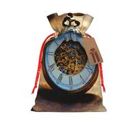 Horloge engrenage bronze siècle impression 11,9 x 17,5 cm Sac de Noël Fermeture à cordon, pour anniversaire de Noël Anniversaire