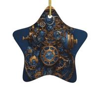 Horloge engrenages en bronze avec impression siècle - Ornements de Noël à suspendre pour sapin de vacances - Décoration de fête à la maison