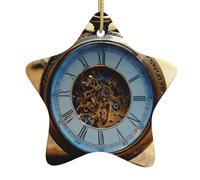 Horloge engrenages en bronze avec impression siècle - Ornements de Noël à suspendre pour sapin de vacances - Décoration de fête à la maison