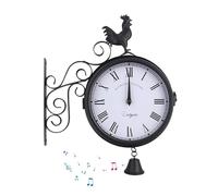 Horloge extérieure en métal - Horloge murale, affichage élégant des chiffres romains | Apporter une touche d'élégance Ajouter une atmosphère rétro classique, double face grand nombre romain noir