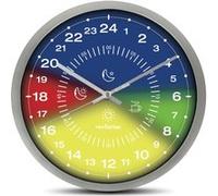 FISHTEC Horloge murale double cadran 24h Ø 30 cm - Noir/Blanc - Éducative pour enfants et seniors