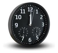 Horloge Murale FISHTEC Radiopilotée Hygromètre Thermomètre Fond Noir Chiffres Blancs Lecture Facile