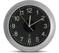 Horloge Fishtec Horloge Murale Analogique Solaire - RadioPilotée - Pendule Design - Grands Chiffres - Idéal Cuisine, Bureau, Salon, Chambre - Ø 30 CM - Gris & Noir