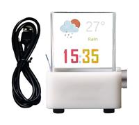 Horloge hologramme WiFi - Affichage LED transparent 3D avec animation | Limeries numériques sur table avec une station météo, un album photo et un support GIF en temps réel pour le bureau moderne ou l