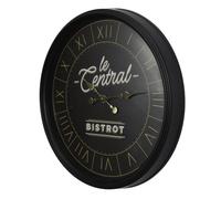 Home Deco Factory Horloge murale Bistrot HO0006 Ø50 cm plastique noir mécanisme quartz