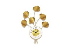 Horloge, horloge murale, Gold Ginkgo Leaf Art Horloges murales, grand métal silencieux décoration non tic-tic-tac sur le quartz, montres murales de créativité pour le décor de cuisine du salon, 48 70