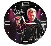 Horloge Johnny Hallyday en toile et bois 37 cm