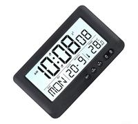 Horloge LCD avec double capacité d'alarme Surveillance de la température 9,9 C à 50,0 C Affichage de la date et de la semaine Format 12 h ou 24 h pour une utilisation sur poste de travail (noir)
