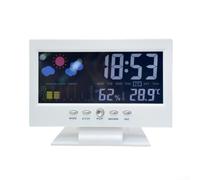 Horloge LED à commande vocale avec surveillance de la température et de l'humidité en temps réel pour la maison ou le bureau (blanc)