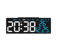 Horloge LED avec alimentation USB, double alarme et affichage de la température, avec compte à rebours pour une gestion efficace du temps (bleu)