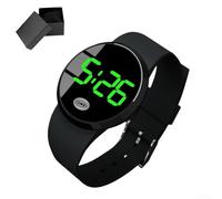 Horloge LED d'intérieur de voiture avec contrôle tactile, grand écran transparent pour tableau de bord, pour la plupart des voitures, finition noire et argentée, construction ABS durable (noir vert)