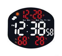 Horloge LED grand écran avec télécommande et surveillance de l'environnement complète pour la maison et le bureau (blanc et rouge)