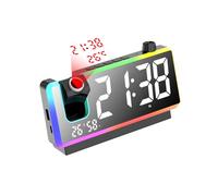 Horloge LED multicolore à projection avec angle de vue changeant - Double alarme - Transducteur de température et mode de nuit - Réveil multicolore