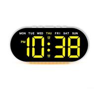 Horloge LED multifonction avec luminosité réglable, indicateur du jour et affichage de la température facile à lire (lumière jaune)