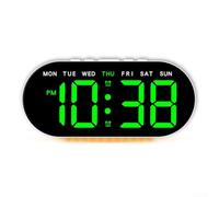 Horloge LED multifonction avec luminosité réglable, indicateur du jour et affichage de la température facile à lire (lumière verte)