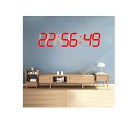 Horloge LED Murale Multifonction Télécommande Rouge ABS 66.5x15x1.5cm