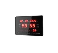 Horloge LED Numérique Affichage Date Heure Température Noir 15x23x5cm