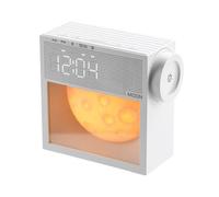 Horloge Lumière de Nuit en Forme de Lune avec Bruit Blanc, Contrôle Tactile Alarme Numérique, 10 Sons Apaisants Ambiance Chambre Aide au Sommeil