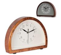 Horloge lumineuse à poser effet bois en forme de demi-cercle bouton soft touch