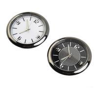 Horloge lumineuse à quartz analogique pour grille d'aération de voiture, maison, bureau, mini horloge, finition soignée, noir ou argenté, 4 x 4 cm, 1 pièce (noir)